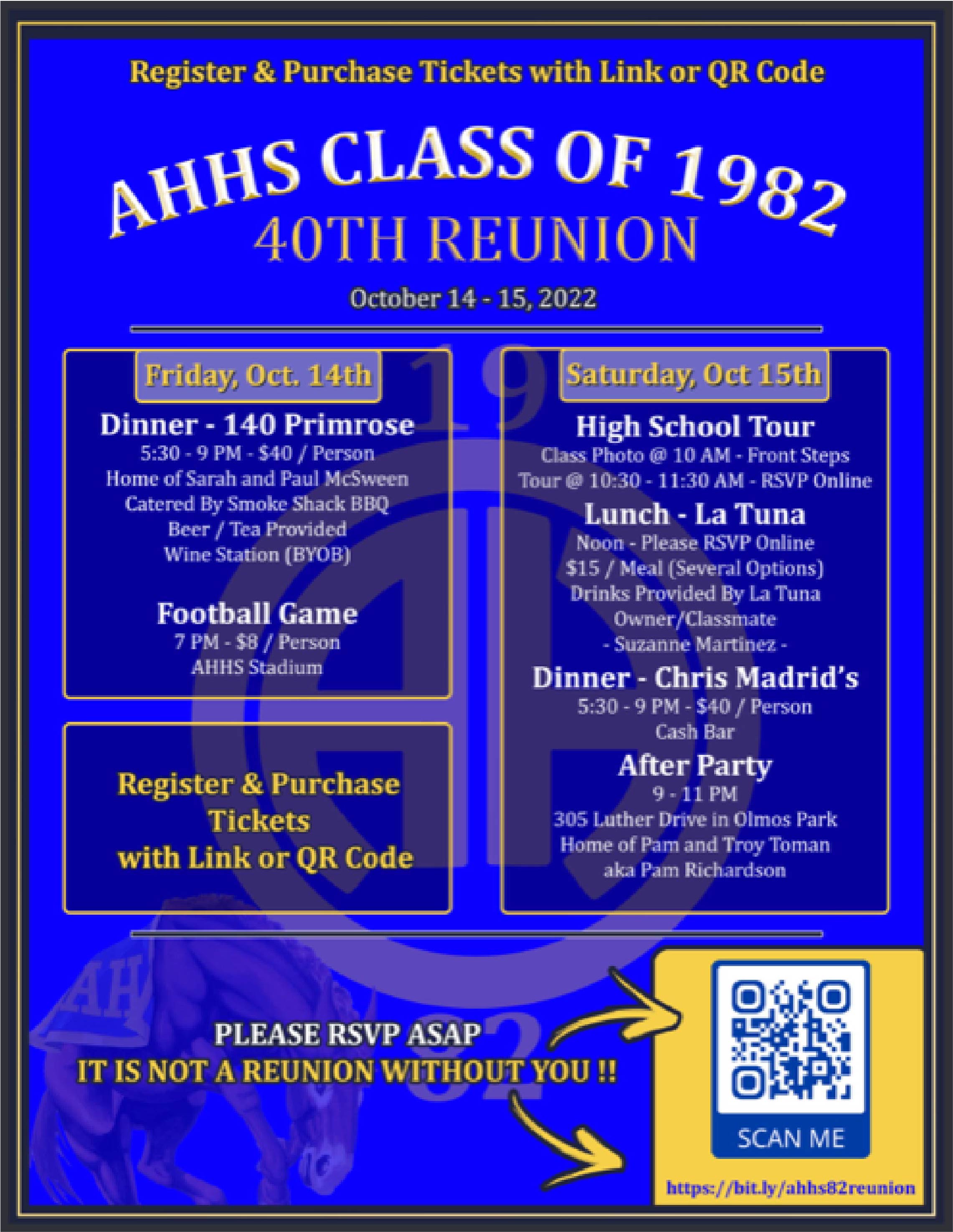 40th reunion flyer class of 1982